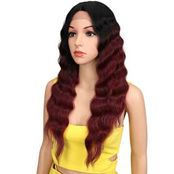 Joedir Lace Front Wigs 24" Long Wavy Synthetic Wigs For Black Women 130% Density Wigs(TT1B/530)