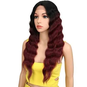Joedir Lace Front Wigs 24" Long Wavy Synthetic Wigs For Black Women 130% Density Wigs(TT1B/530)
