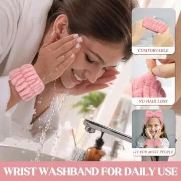8 Pcs Microfiber Spa Wristbands with Absorbent Towels - Prevent Water from Spilling Down Your Arms for Women