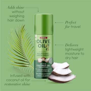 ORS Olive Oil Nourishing Sheen Spray Infused with Coconut for Restorative Shine