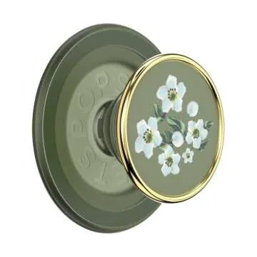 PopSockets Phone Grip Compatible with MagSafe, Phone Holder, Wireless Charging Compatible - Floral Relief