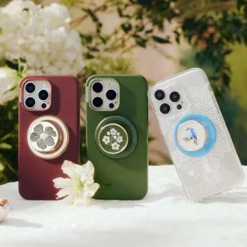 PopSockets Phone Grip Compatible with MagSafe, Phone Holder, Wireless Charging Compatible - Floral Relief