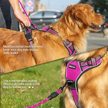 Dog Harness for Medium Large Dogs No Pull - Adjustable Dog Vest Harness with Handle for Walking Running Training - Reflective Mesh Breathable Cute Pink Dog Harness Escape Proof
