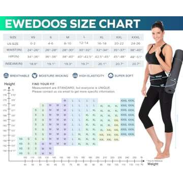 Ewedoos Womens Yoga Pants with Pockets Capri Leggings for Women Tummy Control Workout Leggings Compression Capris Pants