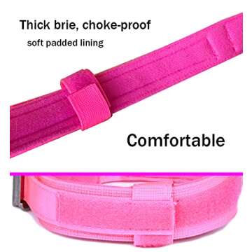 Tactical Dog Collar Military Dog Collar Adjustable Nylon Dog Collar Heavy Duty Metal Buckle with Handle for Dog Training (Pink,L)