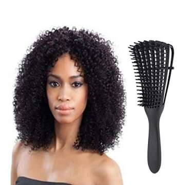 Hair Detangler Brush Natural Wet Detangling Brush for Kinky Curly Hair, Black