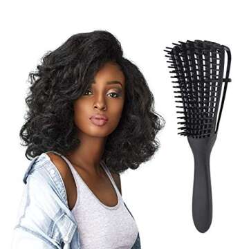 Hair Detangler Brush Natural Wet Detangling Brush for Kinky Curly Hair, Black