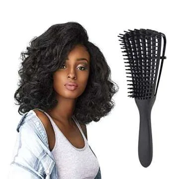 Hair Detangler Brush Natural Wet Detangling Brush for Kinky Curly Hair, Black