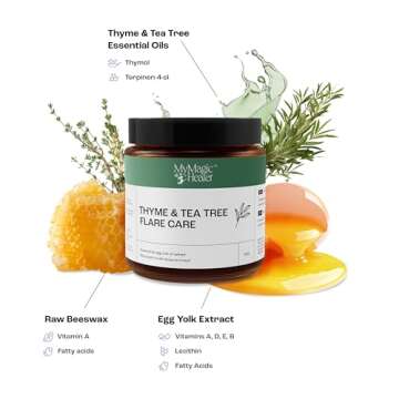 Thyme & Tea Tree Flare Care | Solution for Painful Pimples, Cystic Acne, Ingrowns, Folliculitis, Groin Flare Ups, Razor Bumps | Bartholin | Safe, All-Natural Flare-Up Solution with Egg Yolk Extract & Tea Tree 4 oz