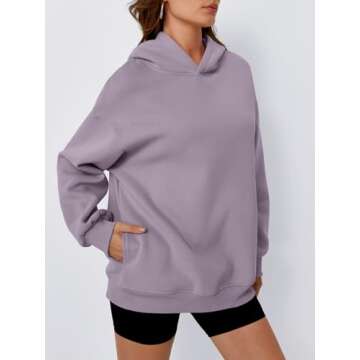 Trendy Queen Womens Oversized Hoodies Fleece Hooded Sweatshirts Casual Pullover Fall Winter Outfits Long Sleeve Tops 2025 LightPurple L