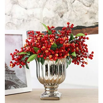 LNHOMY Red Artificial Berry Stems for Christmas Decoration