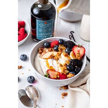 Crown Maple Madagascar Vanilla Infused Organic Maple Syrup, 12.7 Fl Oz, Real Vanilla Bean, Pancakes, Baking, Cocktails & Brunch