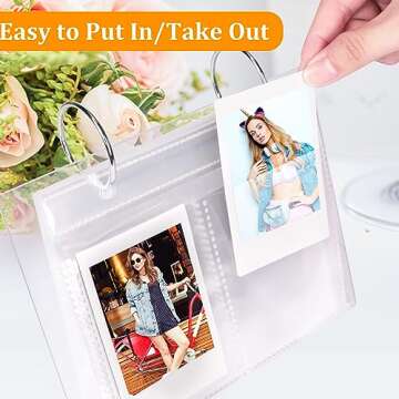 Desktop Small Photo Album, 68 Pockets Acrylic Flip Mini Photo Book, Tabletop Picture Display suitable for 2x3 inch Polaroid/Fujifilm Cameras/Kpop Photocard/Flash Card