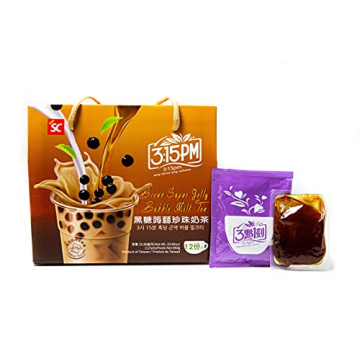 3:15pm Brown Sugar Milk Tea with Konjac Jelly - Authentic Bubble Tea by 3:15pm, 33.86oz (Pack of 12)