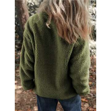 Dokotoo Womens Fleece Shacket Jackets Cute Warm Fall Winter Coats for Women Loose Fit Stand Neck Ful...