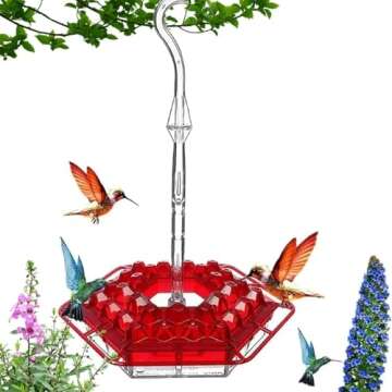 Hummingbird Feeders for Outdoors, Shirem Hummingbird Feeder, Sherem Hummingbird Feeder and Built-in ...