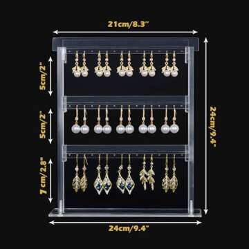 ELEpure Upgrade Acrylic Earring Holder Organizer - 3 Tier 48 Holes Jewelry Display Stand for Storage...