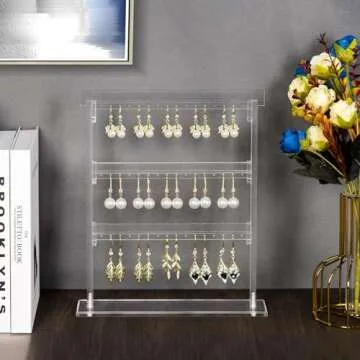 ELEpure 3-Tier Acrylic Earring Holder Organizer for Jewelry Display