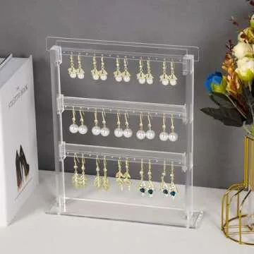 ELEpure 3-Tier Acrylic Earring Holder Organizer for Jewelry Display