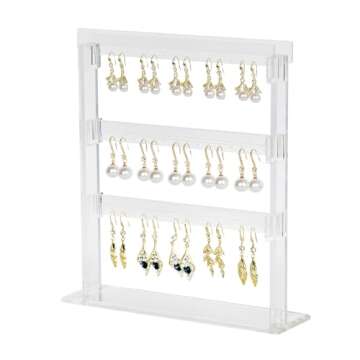 ELEpure 3-Tier Acrylic Earring Holder Organizer for Jewelry Display