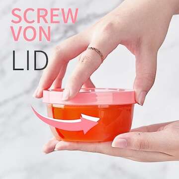 Kucoele 12 Pack Small Plastic Food Containers with Screw on Lids, 5 oz Reusable Freezer Deli Food Storage Jars, Meal Prep Condiment Container, Microwave & Dishwasher Safe (Pink)