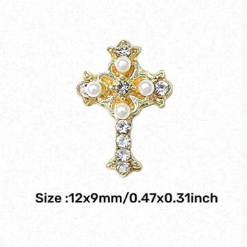 Elegant 3D Retro Cross Nail Charms for Beautiful Nail Art