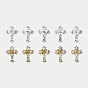 Elegant 3D Retro Cross Nail Charms for Beautiful Nail Art