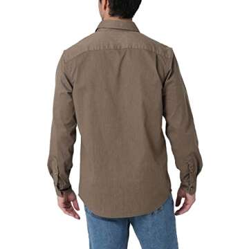 Wrangler Authentics Men's Long Sleeve Classic Woven Shirt, Teak Heather, X-Large