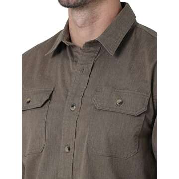 Wrangler Authentics Men's Long Sleeve Classic Woven Shirt, Teak Heather, X-Large