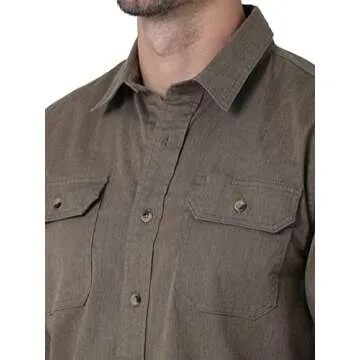 Wrangler Authentics Men's Long Sleeve Classic Woven Shirt, Teak Heather, X-Large