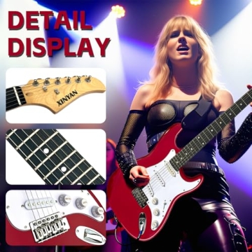 XINYAN 39in Full Size Beginner Electric Guitar Starter Kit w/Case, Strap, 20W Amp, Strings, Pick, Tremolo Bar (Red Guitar)