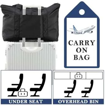 Leberna Travel Packable Luggage Lightweight - Foldable Duffel Bag Tote Bag Black