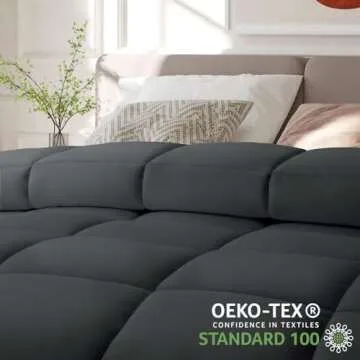 COHOME Full Size Comforter - Down Alternative Duvet Insert with Anti-Clump Tech & 8 Tabs, All-Season Reversible Luxury Hotel Bedding - Gifts for Women/Men, Dark Grey 82''x86''