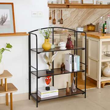 Crofy No Assembly Folding Bookshelf for Living Room, 3 Tier Black Collapsible Book Shelf for Home Of...