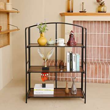 Crofy No Assembly Folding Bookshelf for Living Room, 3 Tier Black Collapsible Book Shelf for Home Office, Portable Bookcase Storage Organizer