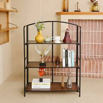 Crofry No Assembly Folding Bookshelf Perfect for Home & Office
