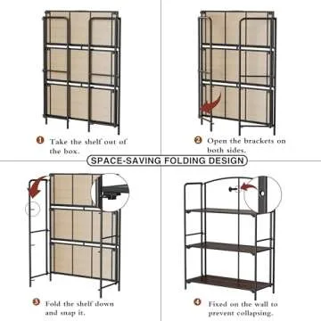 Crofry No Assembly Folding Bookshelf Perfect for Home & Office