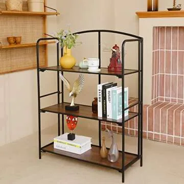 Crofry No Assembly Folding Bookshelf Perfect for Home & Office