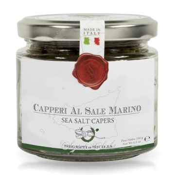 Frantoi Cutrera Gourmet Italian Capers in Sea Salt - Non Pareil Capers for Cooking & Garnishing 5.3o...
