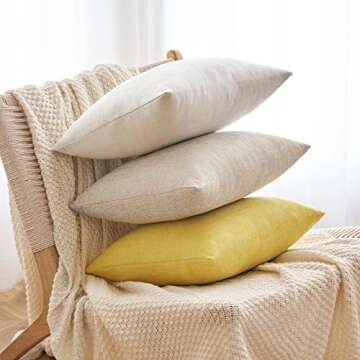 MIULEE Pack of 2 Decorative Throw Pillow Covers Farmhouse Linen Burlap Square Solid Throw Cushion Cover Pillowcase for Sofa Couch 24x24 Inch 60x60 cm Taupe