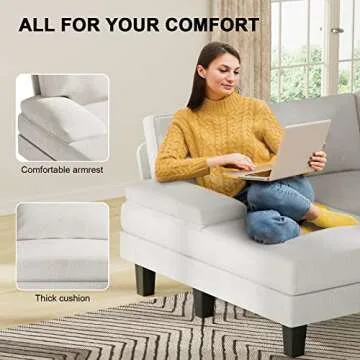 Affordable Elegant U-Shaped Convertible Sofa with Pillows