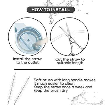 Top Souls Wide Mouth Straw Lid and Protective Boot Combo Pack, Compatible with Most Sports Water Bottles from 12-40 oz, Plus 2 Straws and 2 Brushes. (Medium, Lilac)