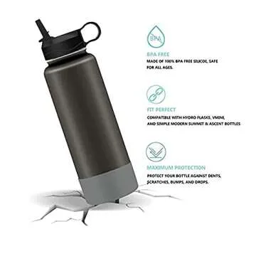 Top Souls Wide Mouth Straw Lid and Protective Boot Combo Pack, Compatible with Most Sports Water Bottles from 12-40 oz, Plus 2 Straws and 2 Brushes. (Medium, Lilac)