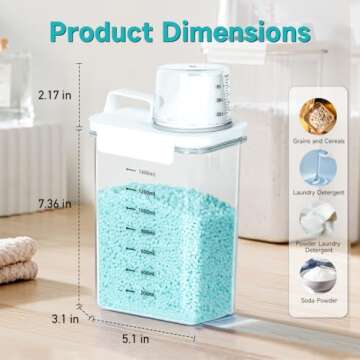 Tokokimo Laundry Detergent Dispenser, Laundry Powder Container, Laundry Scent Booster Beads Dispenser for Laundry Room Organization and Storage, Suitable for Powder, Laundry Detergent