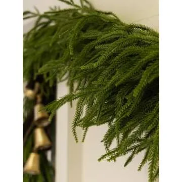 MISSPIN 6FT Artificial Norfolk Pine Garlands, Real Touch Winter Pine Garland, Green Artificial Greenery Garland for Table, Mantle, Wall, Indoor, Outdoor Christmas Decorations(Original Green)