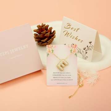 TZPI Bubble Letter Necklace Gold - Initial Rhinestone Jewelry