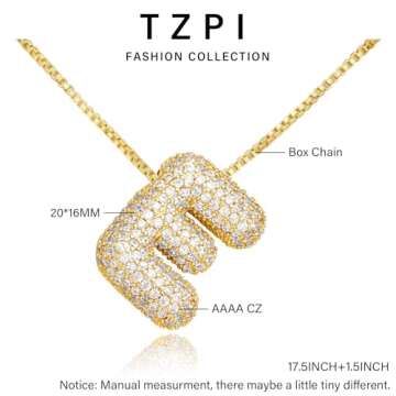 TZPI Bubble Letter Necklace Gold - Initial Rhinestone Jewelry