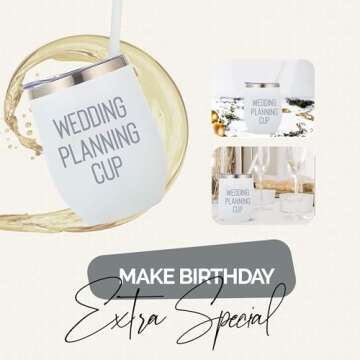 Wedding Planning Cup - Great Engagement Gifts for Women - 12oz Future Mrs. Cup Wine Tumbler with Lid and straw! Perfect Engagement Gift For her, Gifts for Bride Wine Glass, or Fiance Gifts for Her