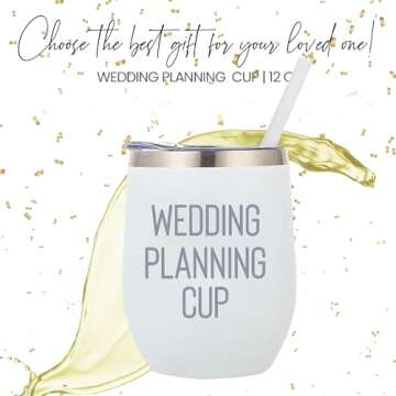 Wedding Planning Cup - Great Engagement Gifts for Women - 12oz Future Mrs. Cup Wine Tumbler with Lid and straw! Perfect Engagement Gift For her, Gifts for Bride Wine Glass, or Fiance Gifts for Her