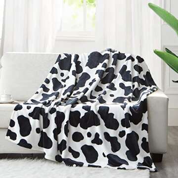 Cozy Cow Print Blanket for Kids and Adults - 40x50 inches